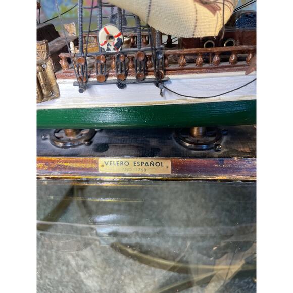 VELERO ESPANOL Ano 1768 Vtg Sailboat Model Ship Wooden Boat - Picture 7 of 16